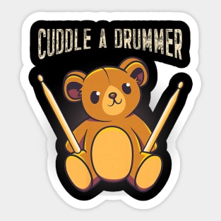 Cute Drummer Bear Drum Set Drumming Sticker